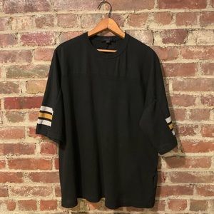 AllSaints Black Oversized Cotton Jersey Tee